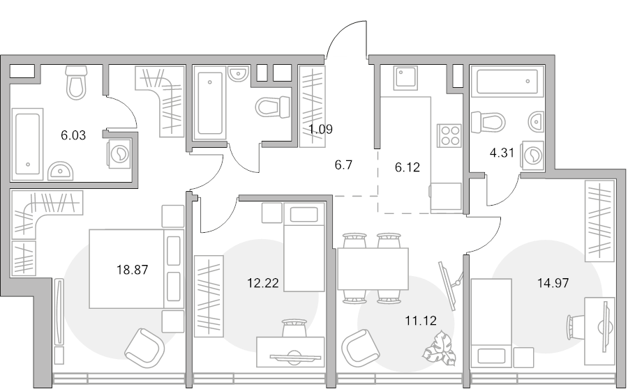 4 ккв (Евро) 85 м²