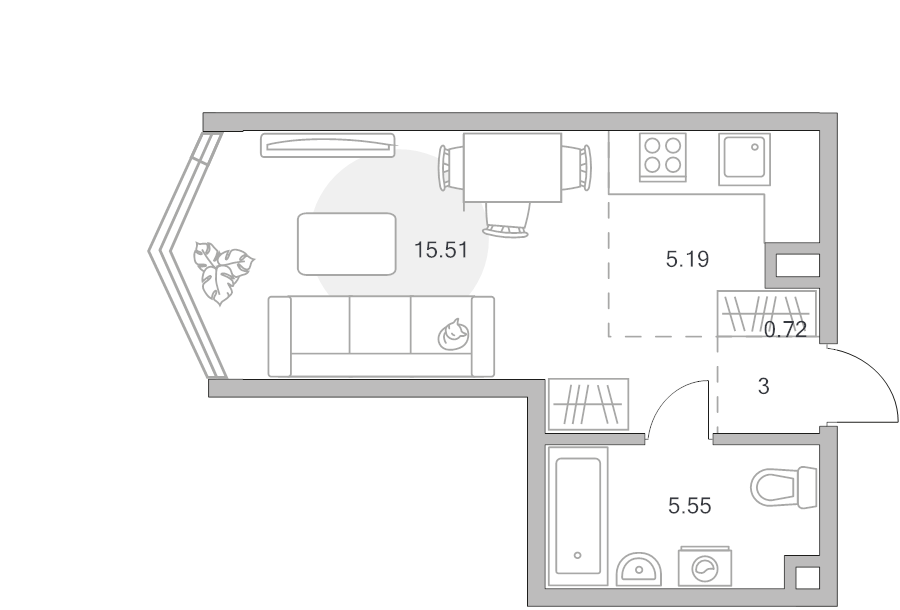 Студия 30 м²
