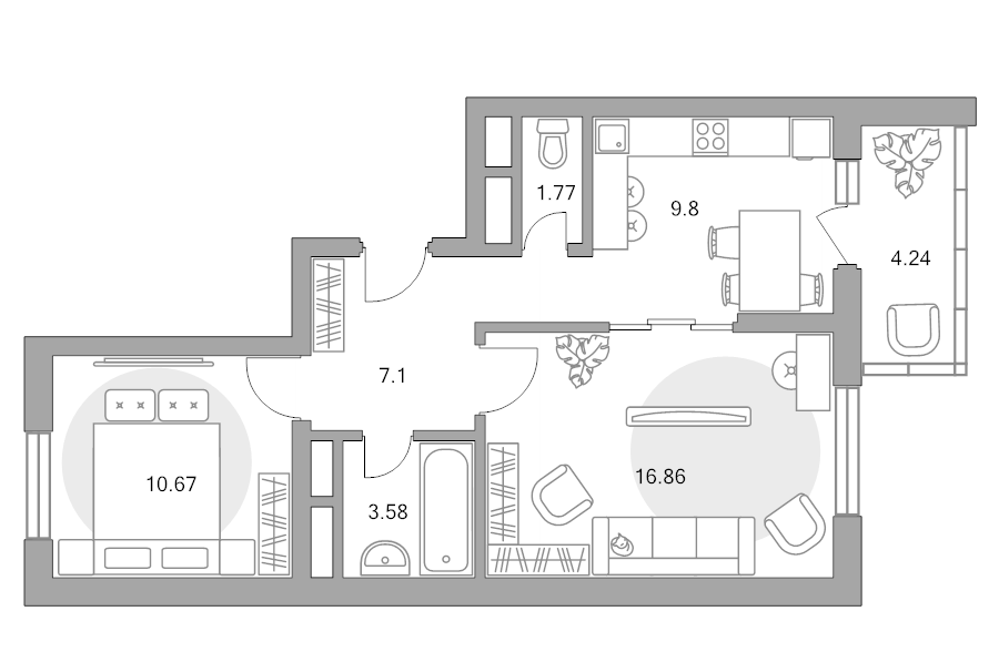 2 ккв 54 м²