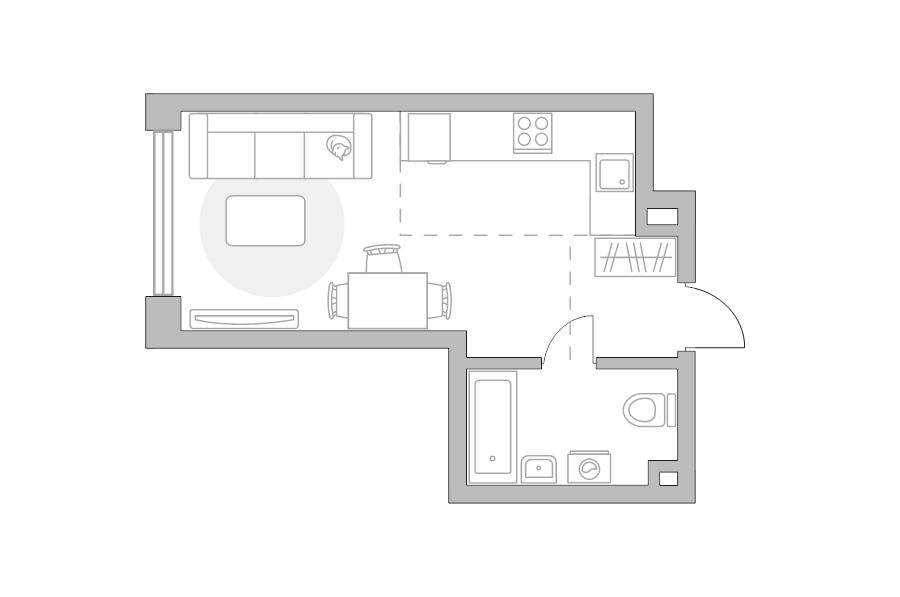 Студия 28 м²