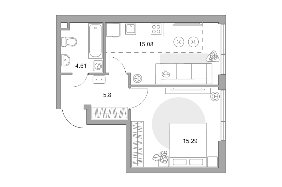 2 ккв (Евро) 40,8 м²