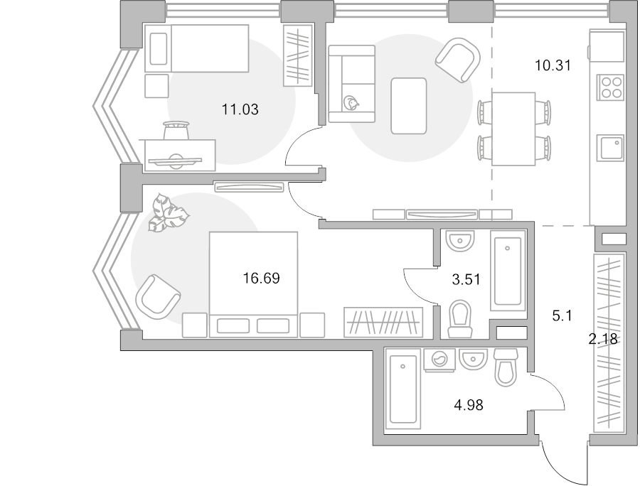 3 ккв (Евро) 66,5 м²
