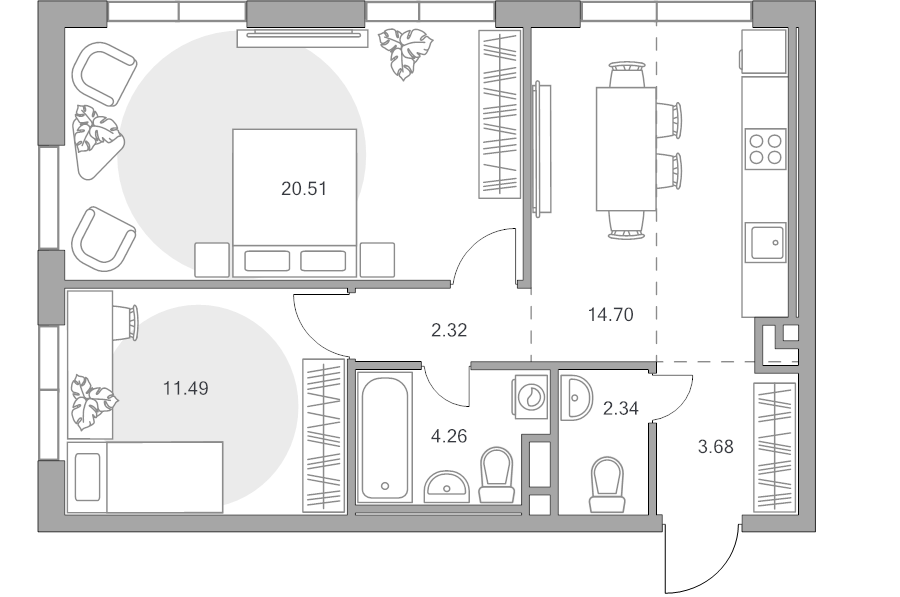 2 ккв 59,3 м²