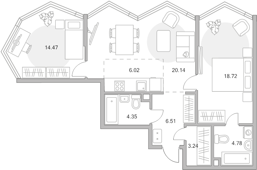 3 ккв (Евро) 78,2 м²