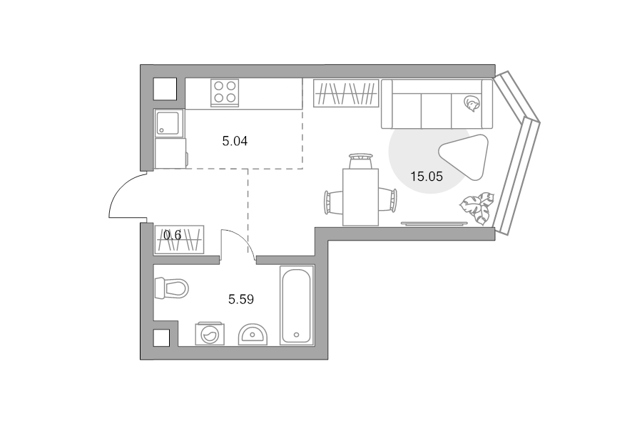 Студия 29 м²