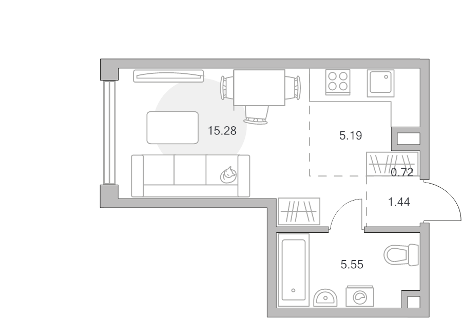 Студия 28,2 м²