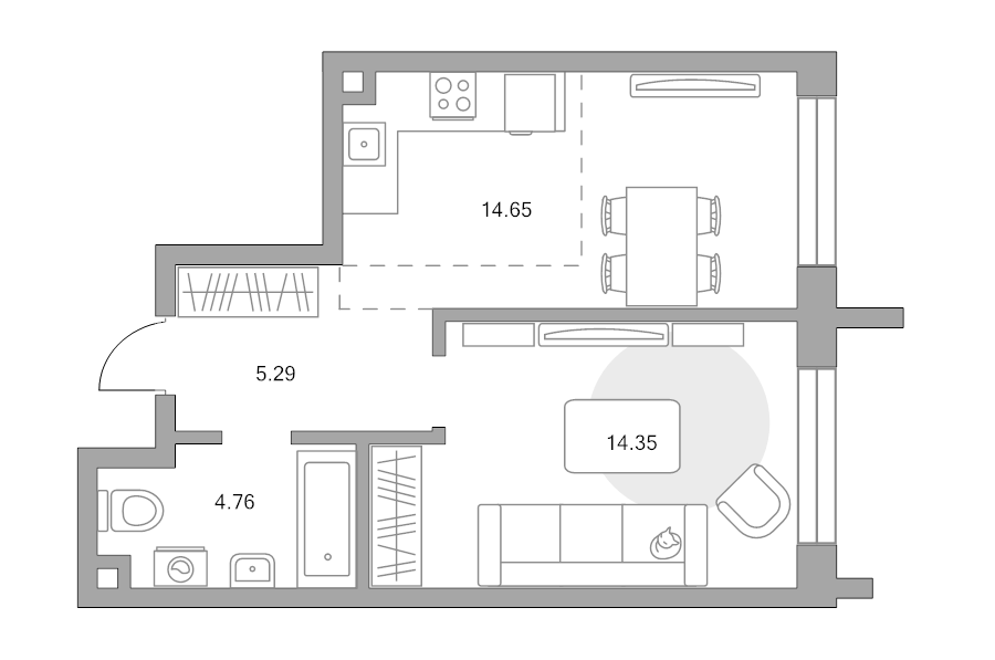 1 ккв 39,1 м²