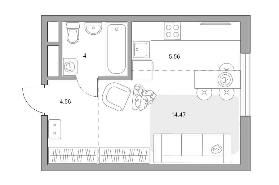 Студия 28,6 м²