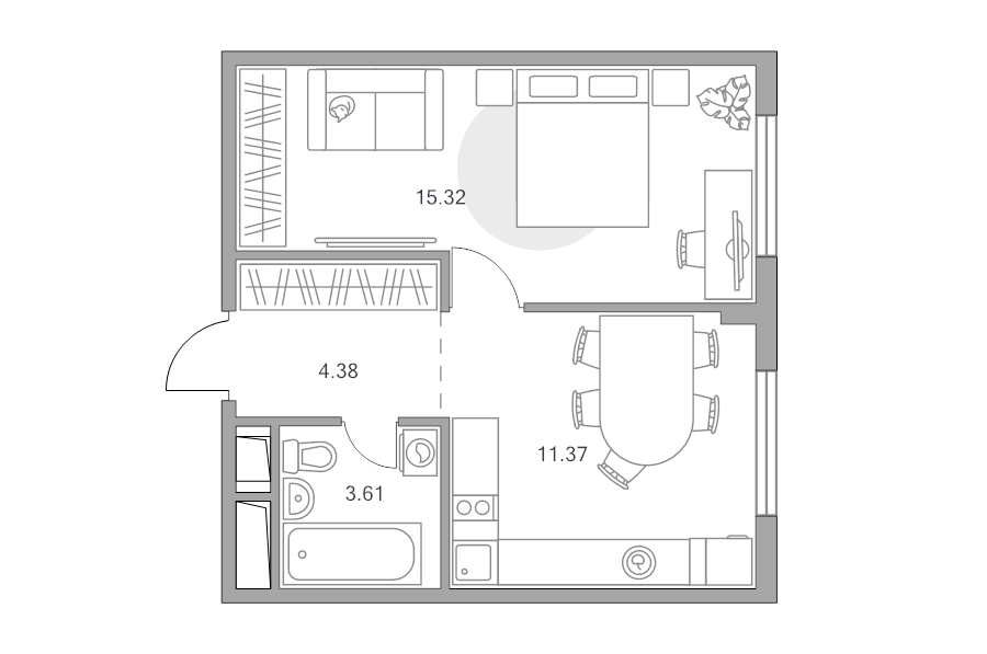 1 ккв 34,7 м²