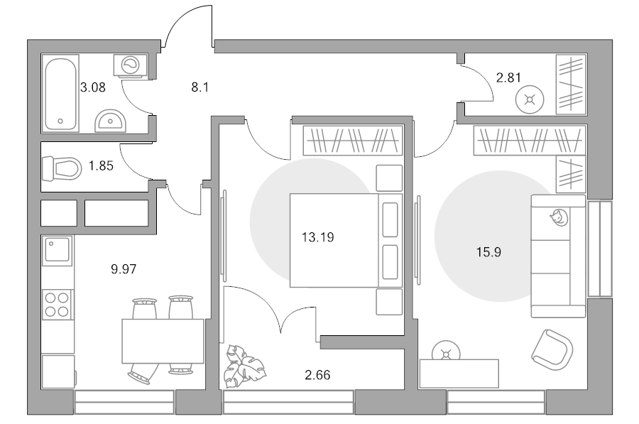 2 ккв 57,6 м²