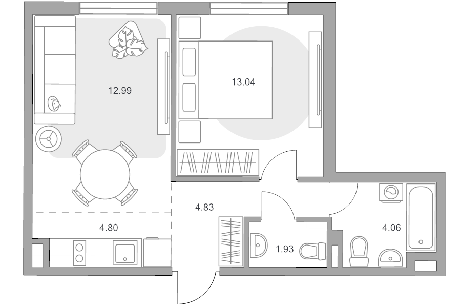 2 ккв (Евро) 41,7 м²