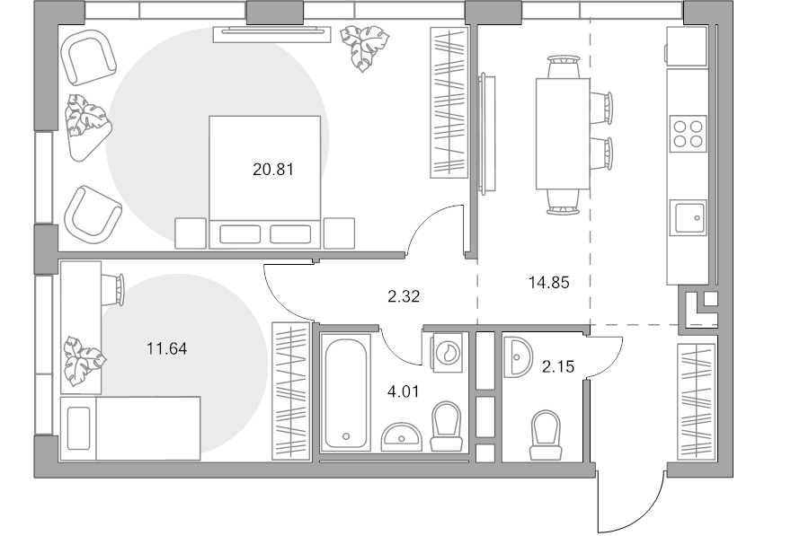2 ккв 59,4 м²