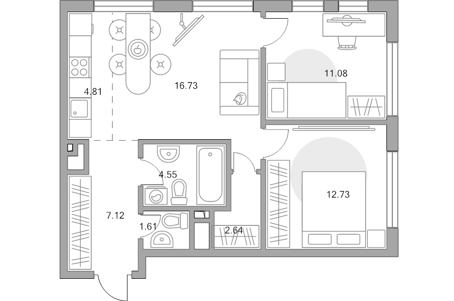 3 ккв (Евро) 61,3 м²