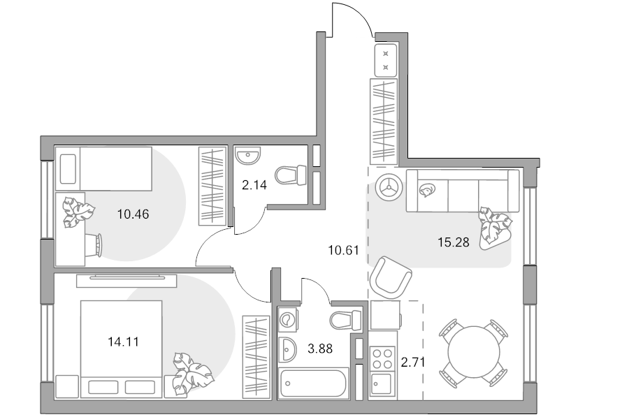 3 ккв (Евро) 59,2 м²
