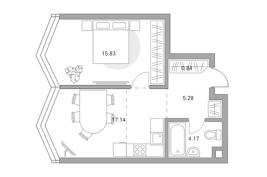 2 ккв (Евро) 43,3 м²