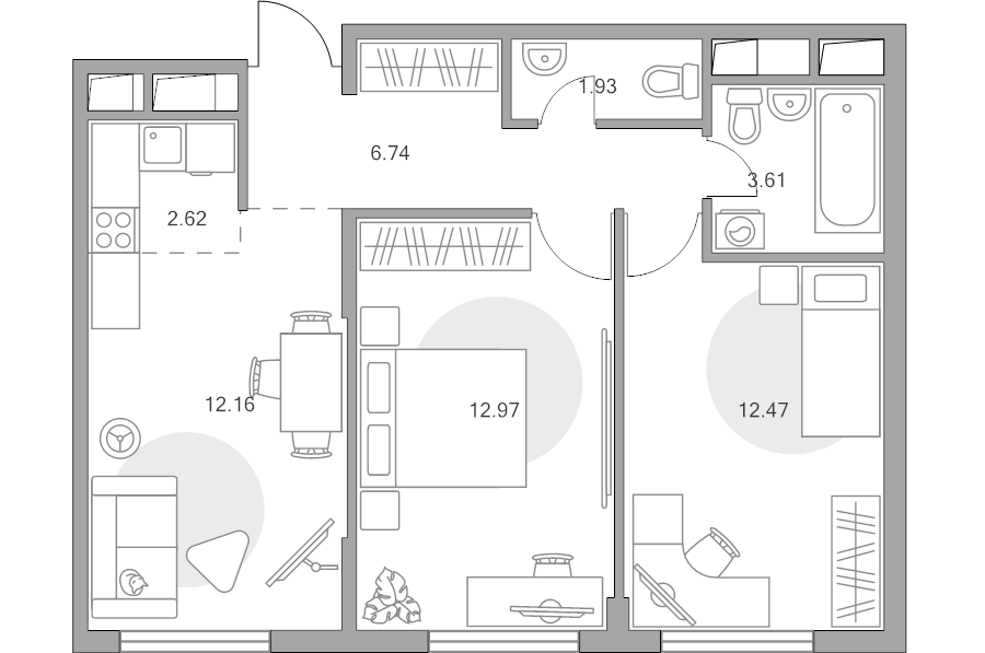 3 ккв (Евро) 52,5 м²