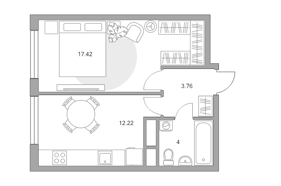 1 ккв 37,4 м²