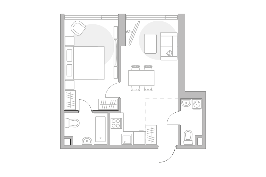 2 ккв (Евро) 45,3 м²