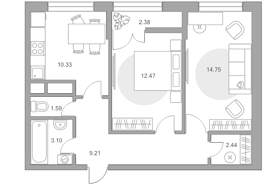 2 ккв 56,3 м²