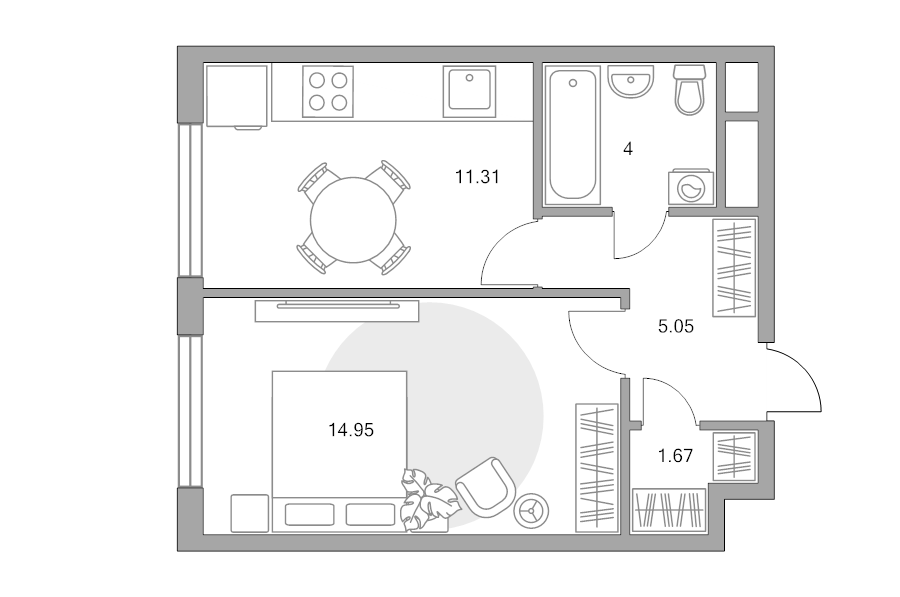 1 ккв 37 м²