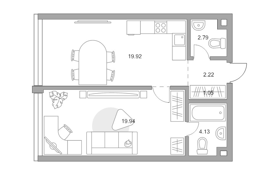 2 ккв (Евро) 50,1 м²