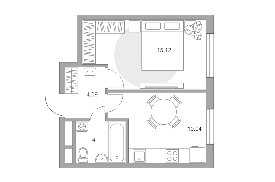 1 ккв 34,2 м²