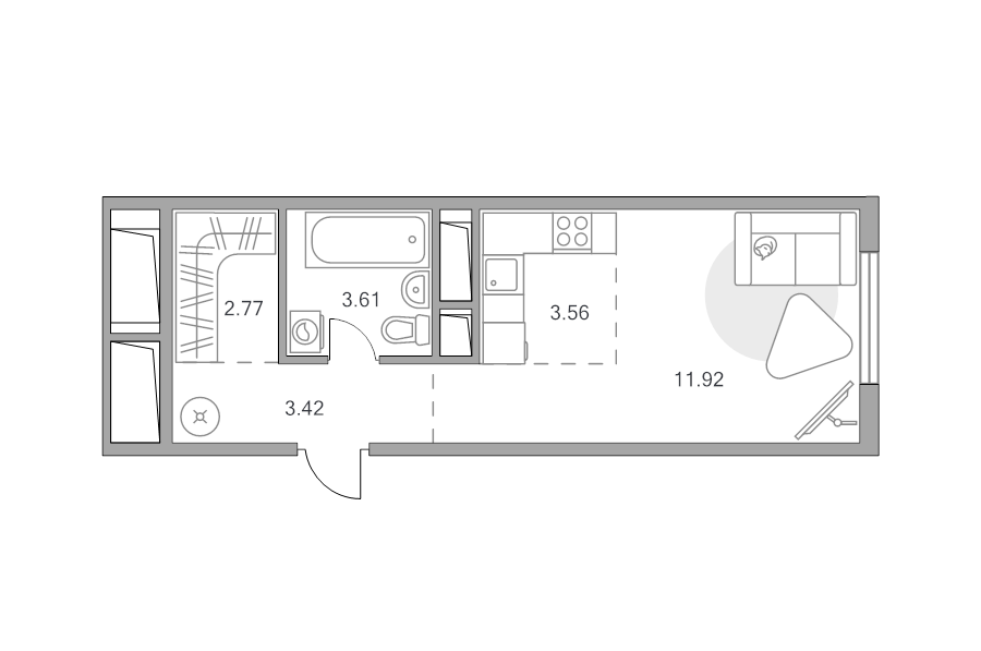 Студия 25,3 м²