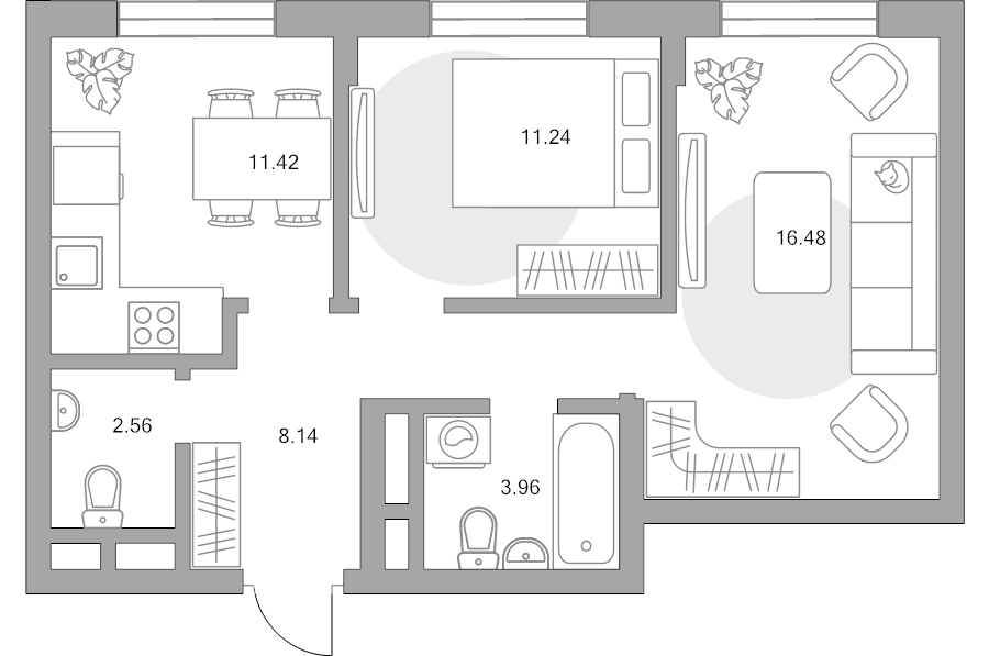 2 ккв 53,8 м²