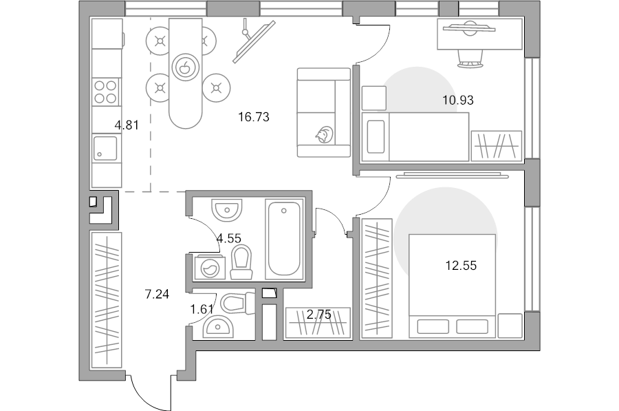 3 ккв (Евро) 61,2 м²