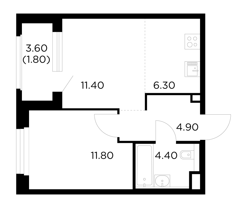 2 ккв (Евро) 40,6 м²
