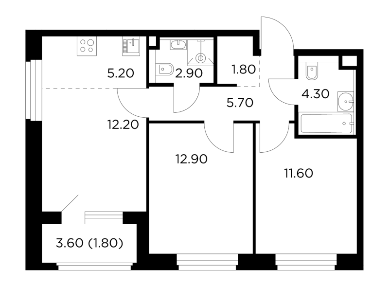 3 ккв (Евро) 58,3 м²