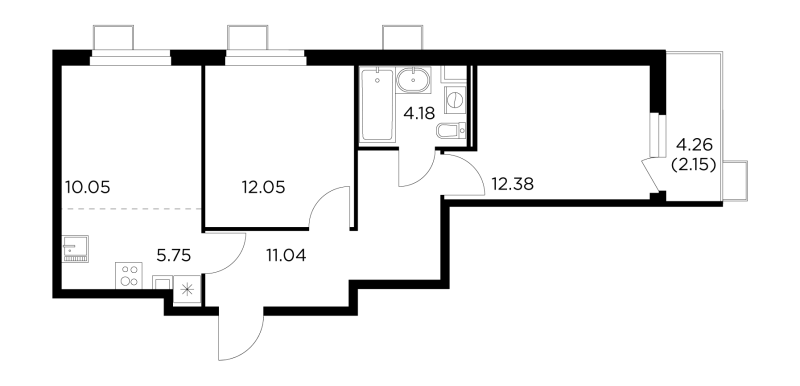 3 ккв (Евро) 55,4 м²