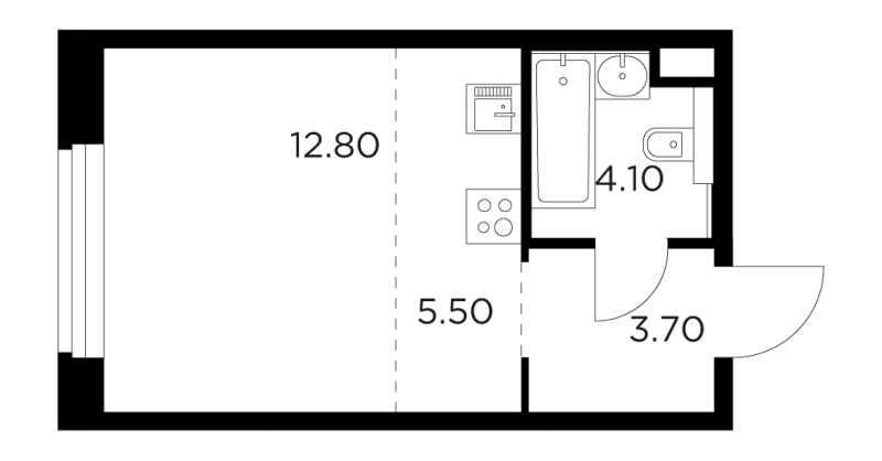 Студия 26,1 м²