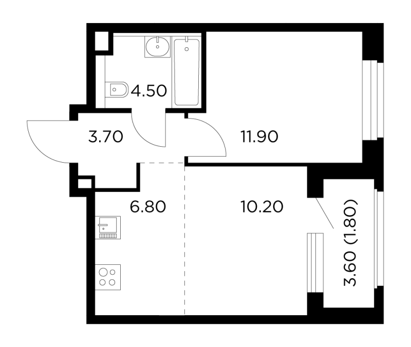 2 ккв (Евро) 38,8 м²
