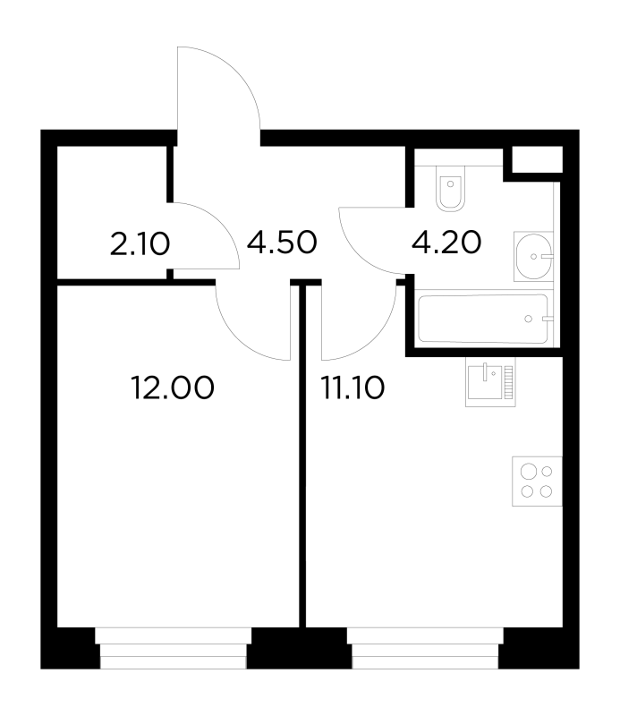 1 ккв 33,9 м²