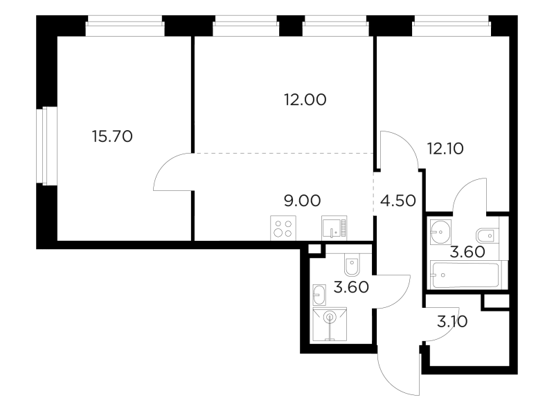 3 ккв (Евро) 63,6 м²