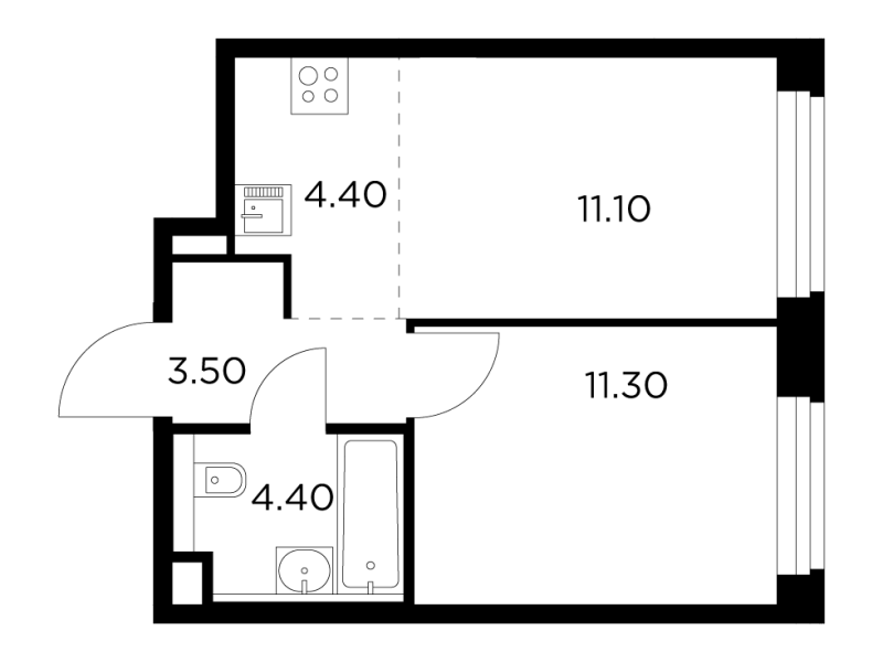 2 ккв (Евро) 34,6 м²