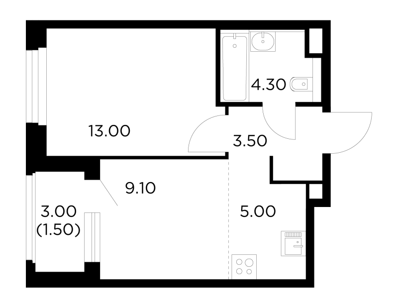 1 ккв 36,3 м²