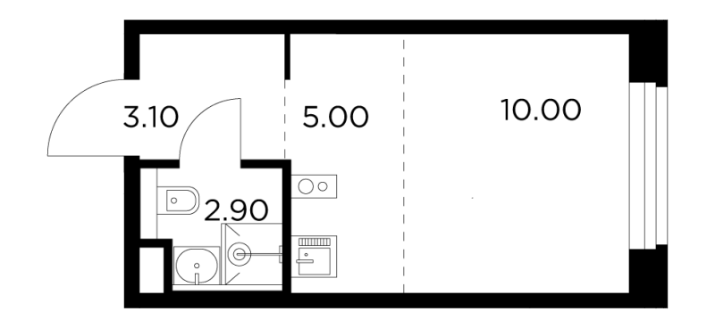 Студия 21 м²