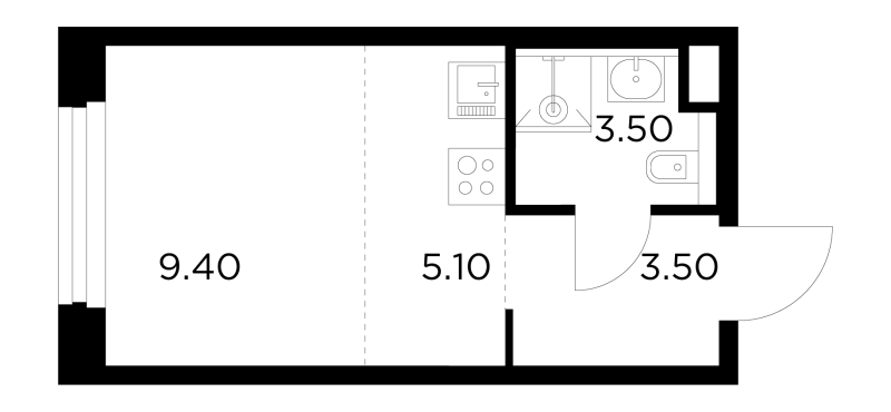 Студия 21,3 м²