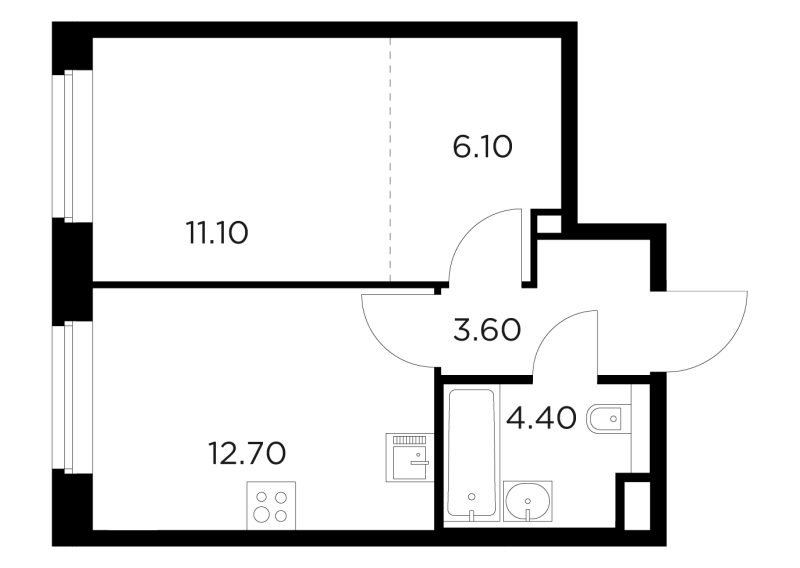 1 ккв 38 м²
