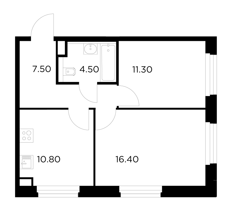 2 ккв 50,5 м²