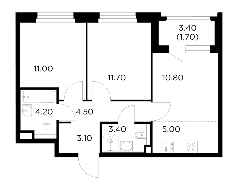 3 ккв (Евро) 55,3 м²