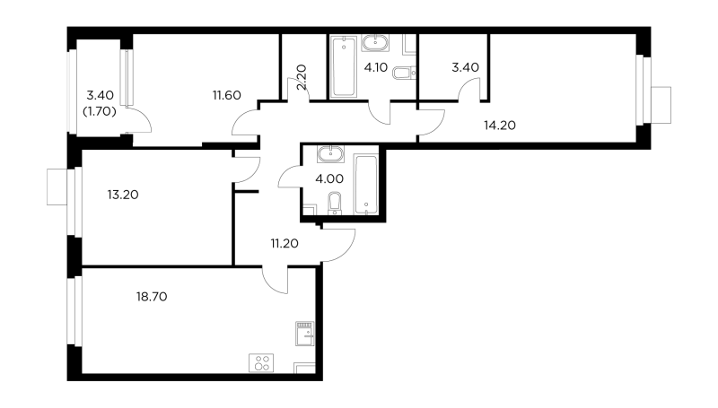4 ккв (Евро) 82,9 м²