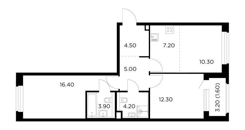 3 ккв (Евро) 65,4 м²