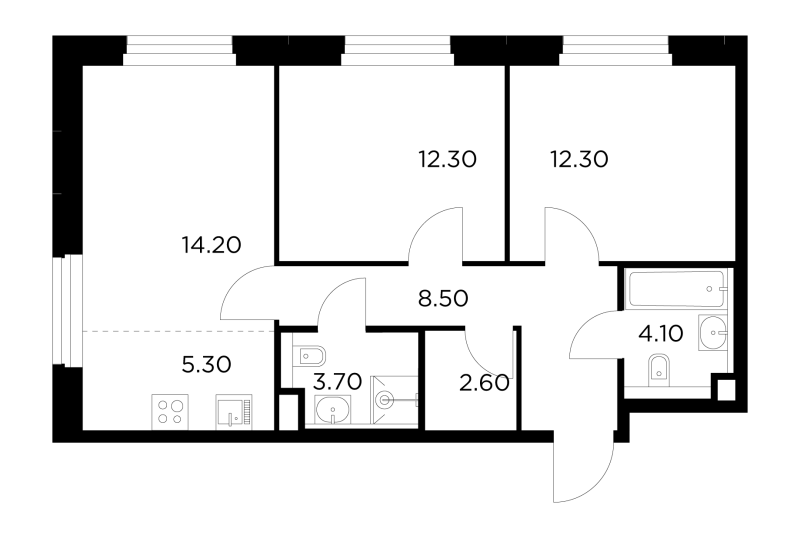 3 ккв (Евро) 63 м²