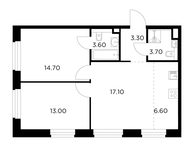 3 ккв (Евро) 62 м²