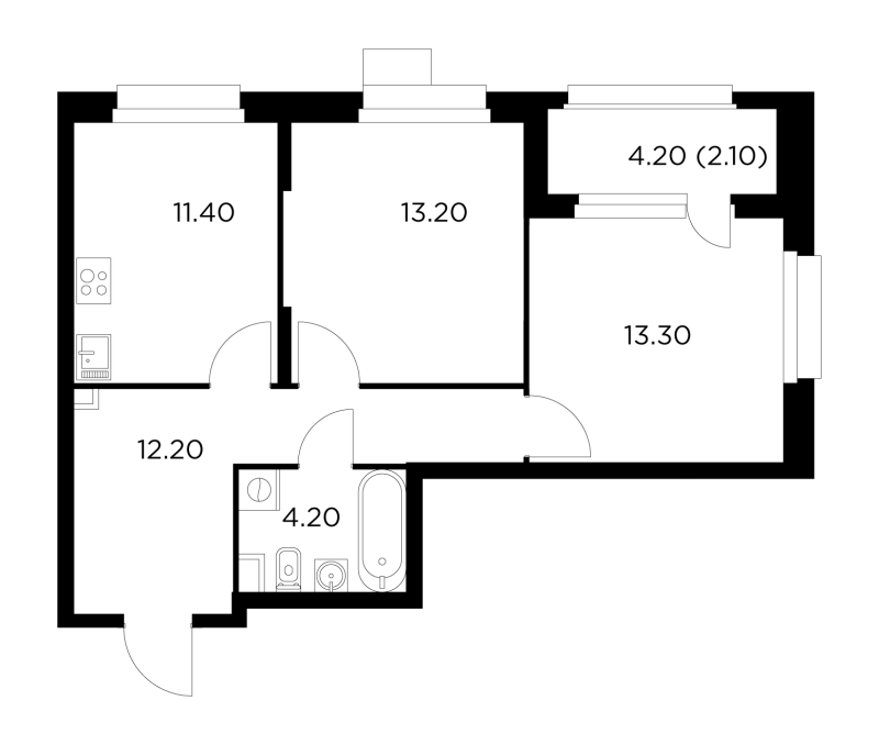 2 ккв 54,6 м²