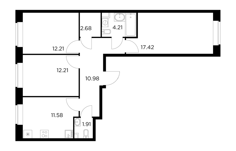 3 ккв 73,2 м²