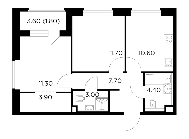 2 ккв 54,3 м²